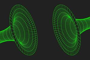 Wormhole geometric grid wireframe tunnel flat style design vector illustration.
