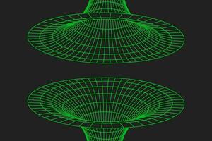 Wormhole geometric grid wireframe tunnel flat style design vector illustration.