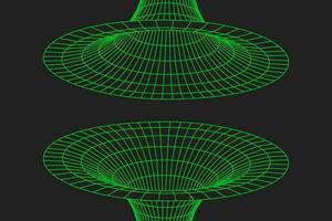 agujero de gusano geométrico cuadrícula estructura metálica túnel plano estilo diseño vector ilustración.