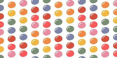 Seamless pattern of primitive shapes for children with a small volume. Colored circles with highlights. Hand-drawn, retro design. Elements for web, scrapbooking, stickers, wallpaper, poster. Gentle vector