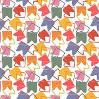 A pattern of colored square flags for the holiday. scattered flags outline and spot for a festive background. The flags from the garland scattered on a white background. Printing birthday packaging vector