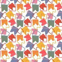 A pattern of colored square flags for the holiday. scattered flags outline and spot for a festive background. The flags from the garland scattered on a white background. Printing birthday packaging vector