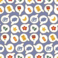 A pattern of stickers for social networks with a flat design in the form of a speech bubble with different themes. Emoticons for online communication, social networks with different subjects vector