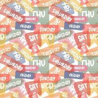 A pattern of flags with labels of days of the week for the calendar. Abstract background with square flags with full and abbreviated lettering. Seamless calendar background. Print on textiles vector