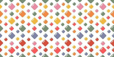 Seamless pattern of primitive shapes for children with a small volume. Colored diamonds with highlights. Hand-drawn retro design. Elements for web, scrapbooking, stickers, wallpaper, poster. Gentle vector