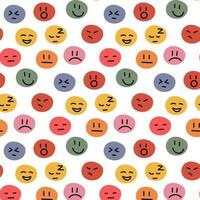 Colorful emotional seamless pattern. Vector smile icon and not only with a seamless pattern. Funny vector illustration. Design for fabric, wallpaper or wrapping paper. Children's illustration