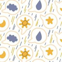 A pattern of stickers for social networks with a flat design in the form of a speech bubble in the nature theme. Emoticons for online communication, social networks in the idea of weather elements vector