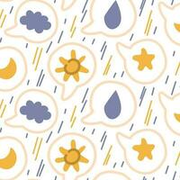 A pattern of stickers for social networks with a flat design in the form of a speech bubble in the nature theme. Emoticons for online communication, social networks in the idea of weather elements vector