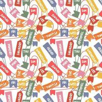 A pattern of flags with labels of days of the week for the calendar. Abstract background with square flags with full and abbreviated lettering. Seamless calendar background. Printing on textiles vector