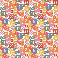 Color pattern of numbers in retro colors. Printing on textiles and paper. Chaotic scattering of square shapes with numbers forming a texture, background cover. Fat illustration. School, education vector