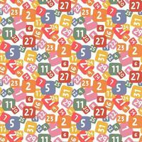 Color pattern of numbers in retro colors. Printing on textiles and paper. Chaotic scattering of square shapes with numbers forming a texture, background cover. Fat illustration. School, education vector