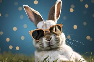 Happy cool rabbit funny , photo