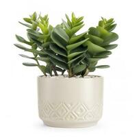 Earth Day, Pot with Zamioculcas home plant on white background, generate ai photo