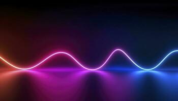 3d rendering, the abstract background of colorful neon wavy lines glowing in the dark. Modern simple wallpaper, generates ai photo
