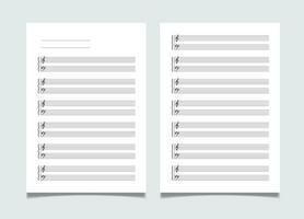 Grid paper music notation template for piano, A4 size vector