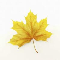 yellow maple leaf leaves on white background, generate ai photo