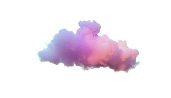 3d render, glowing colorful soft cloud isolated on white background. Fluffy cumulus atmosphere phenomenon. Realistic sky clip art element, generate ai photo