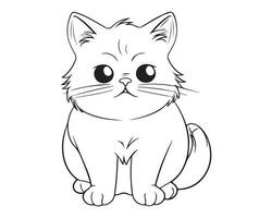 un sencillo colorante página gato vector ilustración.