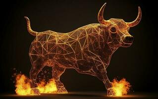 Fire sculpture of a Bull  , generate ai photo