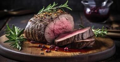 Roasted beef tenderloin meat photo