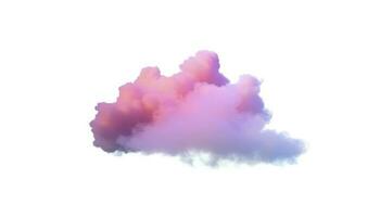 3d render, glowing colorful soft cloud isolated on white background. Fluffy cumulus atmosphere phenomenon. Realistic sky clip art element, generate ai photo