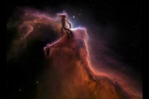 Photographing the deep space object known as the Horsehead Nebula, a dark cloud of gas and dust that is part of the Orion Molecular Cloud complex, generate ai photo