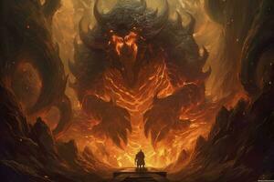 balrog painting, canvas painting of lord of the rings, generate ai photo