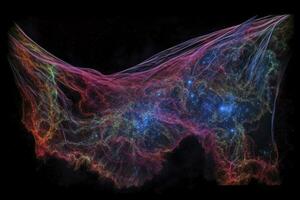 Using long exposures and specialized filters to capture the colorful and detailed Veil Nebula, a supernova remnant in the constellation Cygnus, generate ai photo