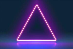 3d render, abstract fantasy background. Unique futuristic wallpaper with a triangular geometric shape glowing with pink red neon light, colorful, generate ai photo