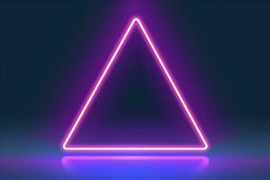 3d render, abstract fantasy background. Unique futuristic wallpaper with a triangular geometric shape glowing with pink red neon light, colorful, generate ai photo