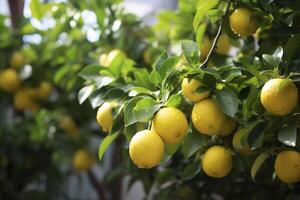 limón árbol jardín antecedentes creado con generativo ai tecnología foto