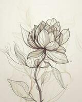 Lotus flower vector illustration with line art , generate ai photo