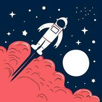 Vector illustration of an astronaut floating in the clouds.