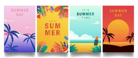 simple modern summer theme design vertical template background for card, poster and banner design. set vector illustration EPS10