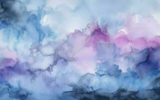 a beautiful watercolor abstract background featuring blue, purple, and pink, in the style of realistic blue skies, sky blue and white, light gray and sky blue, generate ai photo