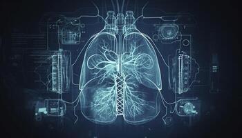 Smoky lungs of a smoker on a dark background isolate medical concept 3d illustration photo