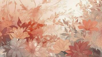 watercolor floral arrangement and watercolor background on a pink background, in the style of trace monotone, high resolution, light red and light pink, generat ai photo