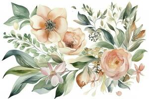 Use watercolor to create a series of abstract floral patterns, using color and shape to capture the essence of flowers without depicting them realistically, generate ai photo
