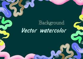 abstract bright rectangular dark green background with vector watercolor and place for text