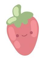 strawberry kawaii fruit icon isolated vector