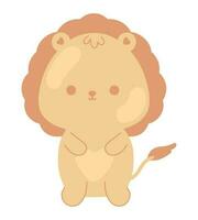 león kawaii animal icono aislado vector