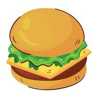 burger fast food icon white background vector