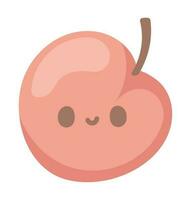 peach kawaii food icon isolated vector