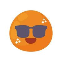 emoji with sunglasses kawaii icon isolated vector