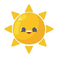 sun emoji kawaii icon isolated vector
