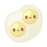 fried eggs kawaii food icon isolated vector