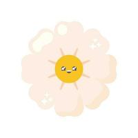 flor emoji kawaii icono aislado vector