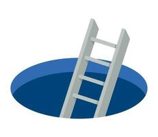 ladder in hole icon white background vector