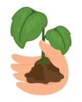 mano con planta ecológico sustentabilidad icono aislado vector