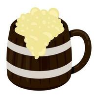 wooden beer mug icon isolated vector